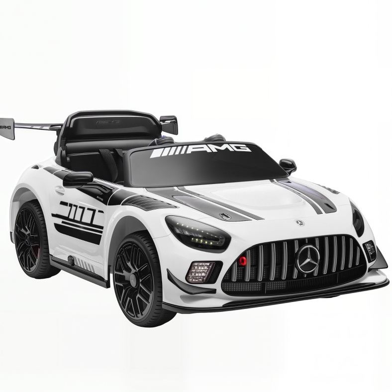 Elektrisches Kinderauto Mercedes Amg 12v Weiß Mit Led-lichtern, Musik Und Hupe