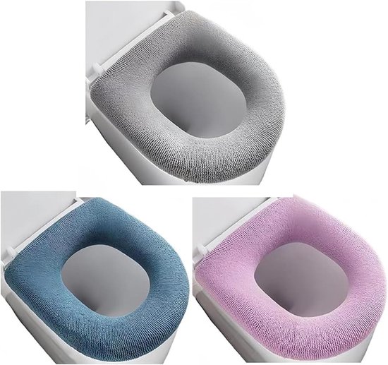 Weicher Wc-sitzbezug – Verdickt Und Dehnbar – Ovale Form – Aquamarin/graurosa