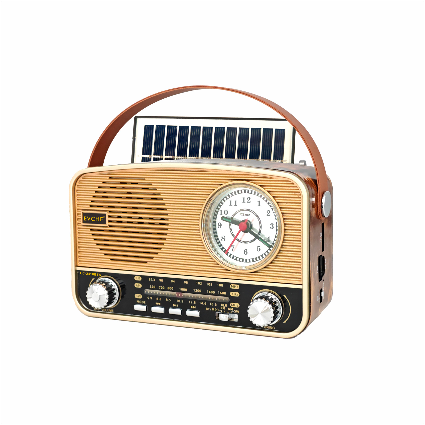 Retro-transistorradio, Solarbetrieben, Multifunktional, Bluetooth-player, Roségold