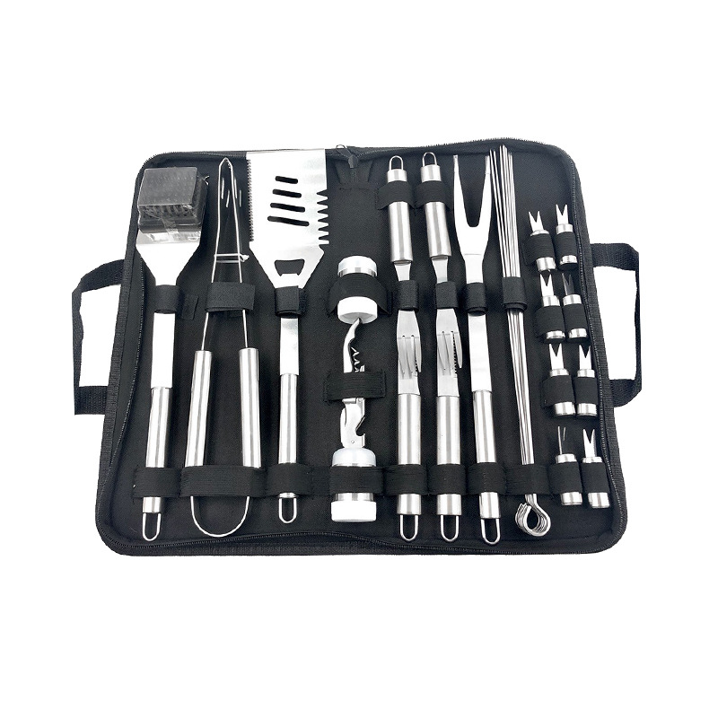 29-teiliges Grillzubehör, Grillbesteck-set Aus Edelstahl Mit Aufbewahrungstasche – Camping-grillbesteck-set