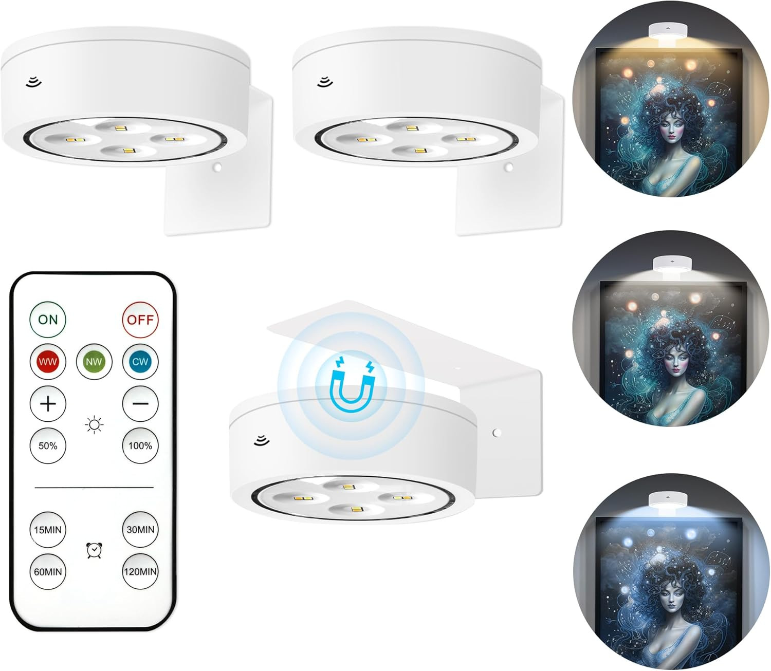 Led-nachtlicht Mit Fernbedienung, Dimmfunktion Und Timer, 3 Lichtmodi, Ladefunktion, 3er-set, Weiß