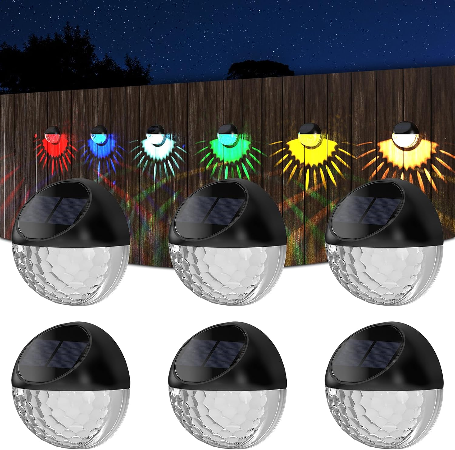 Solar-außenleuchten, 6 Solar-außenleuchten, Ip65 Wasserdichte Solar-außenbeleuchtung, Automatische Ein-/ausschaltfunktion, Farbiges/rgb-licht