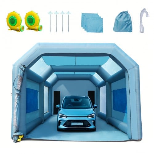 VEVOR Aufblasbare Spritzkabine für Autolackiererei, 6 x 4 x 2,6 m, Filtersystem, 2 Gebläse