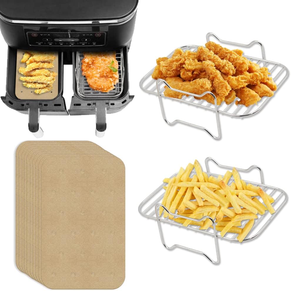 2 Sets Mit Je 8 Litern Airfryer-einsätzen – Airfryer-zubehörset – Inklusive 100 Ölpapier – Ninja Foodi Dz201 – Dz401 – 2er-set