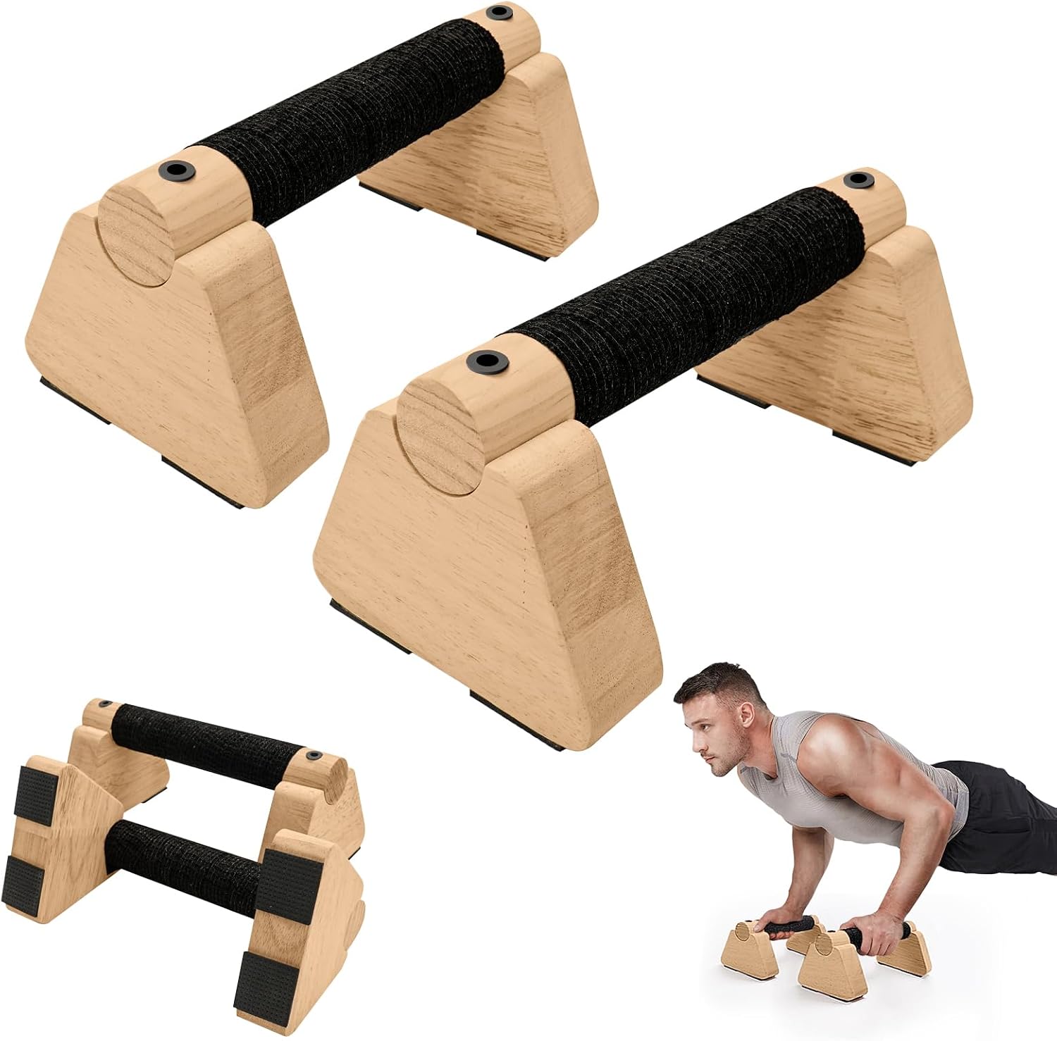 Parallette-stangen – Calisthenics-trainingsgerät Aus Holz – Für Handstandtraining Und Liegestütze – Stabil Und Langlebig – 1 Paar