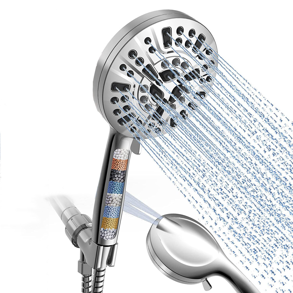 Hochdruck-duschkopf Mit Filter – Regendusche – Wassersparende Handbrause – Silber
