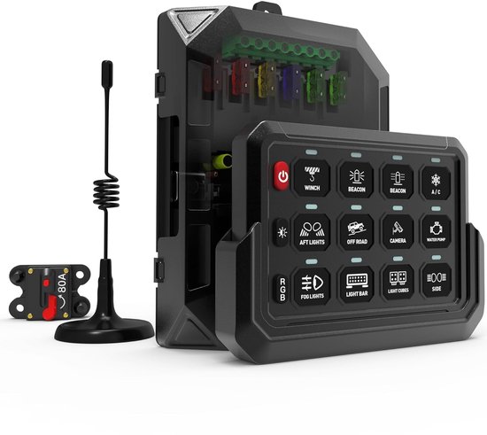 Kabelloses 12-wege-rgb-schaltpanel, Marine-schalterbox, Fernbedienungsreichweite Bis Zu 183 M, Zusätzliche Led-schalteinheit Für 12v/24v-fahrzeuge (auto, Lkw, Suv/boot).