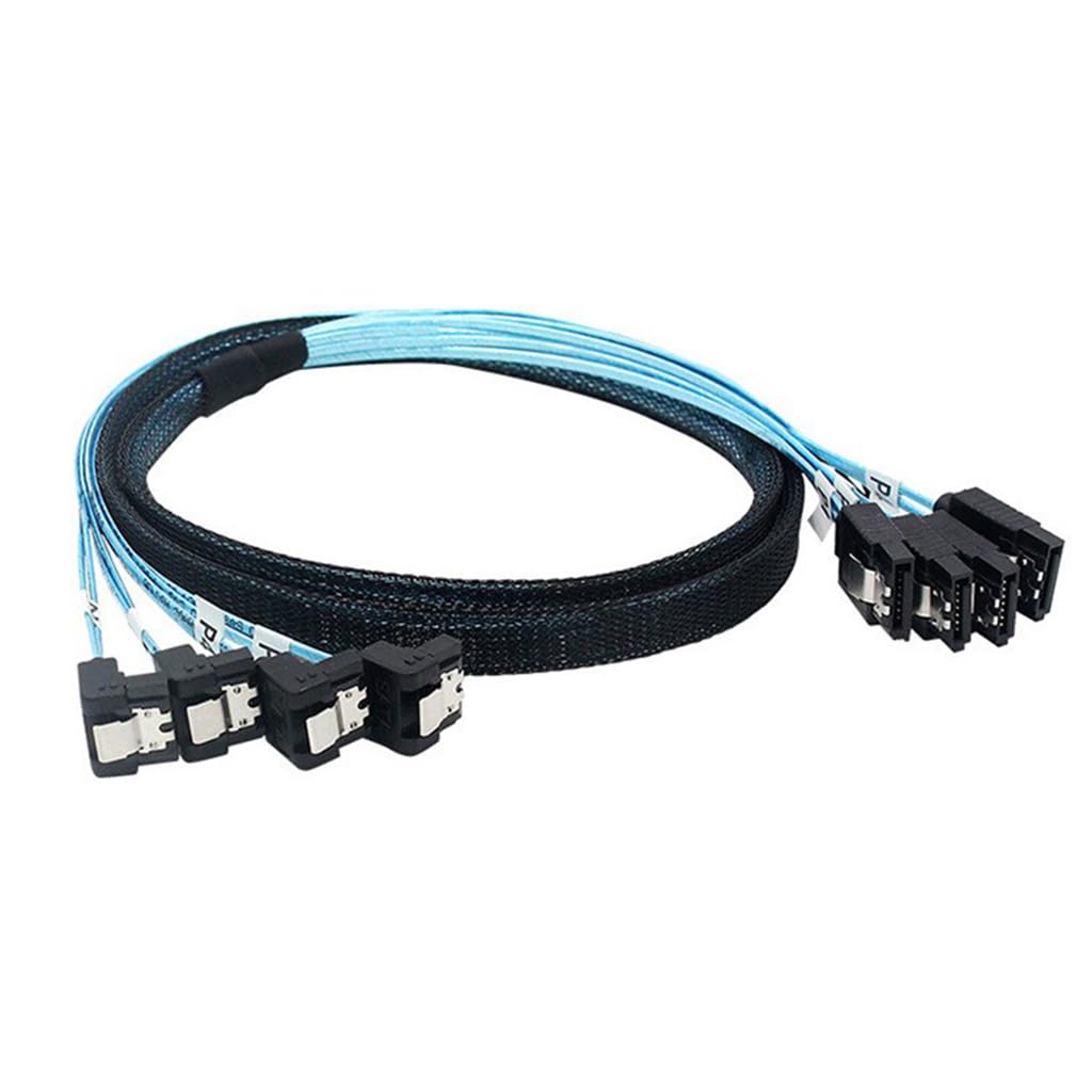 Sas4.0 4sata Auf 4sata 7-pin-buchsen-verlängerungskabel, Geeignet Für Server, Mainframes Und Sata-festplatten (90°, 50 Cm).