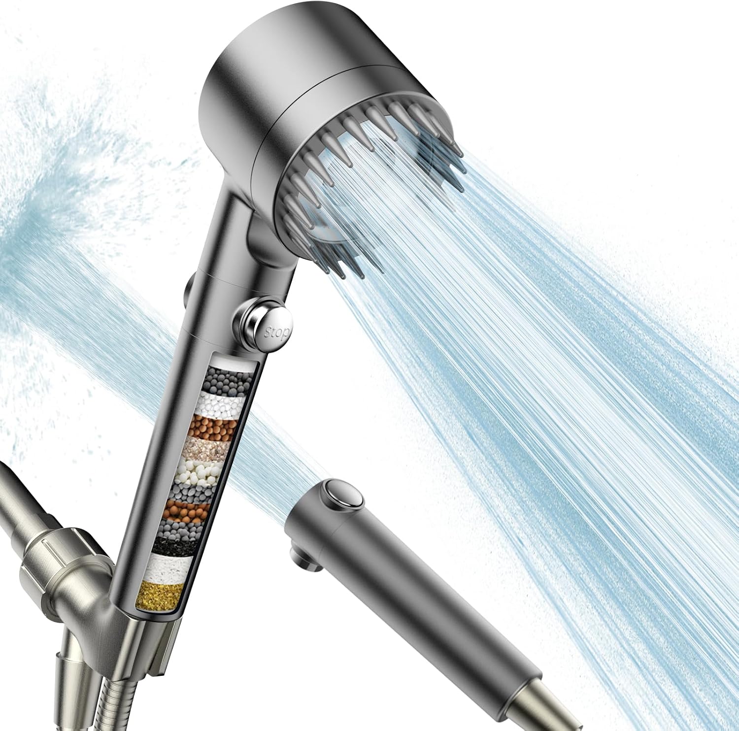 Gefilterter Duschkopf Mit Handbrause – Duschkopf Mit Filter – Kraftvoller Wasserstrahl Und Verschiedene Strahlarten – Leistungsstarker Reinigungsmodus – Geeignet Für Hartes Wasser