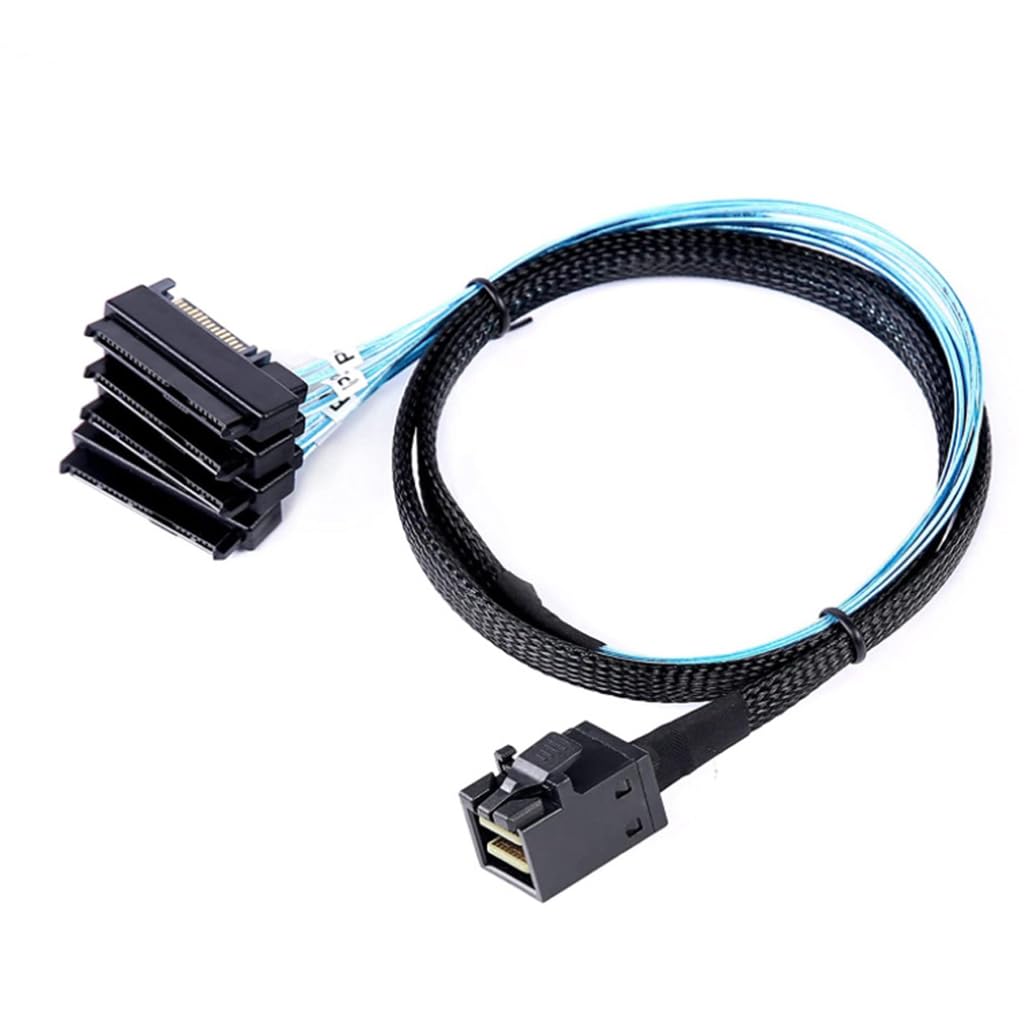 Mini Sas Hd Sff-8643 Auf 4 Sas Sff-8482 2-in-1 Serverkabel Mit 15-poligem Stromanschluss Und Festplatten-splitter (50 Cm)