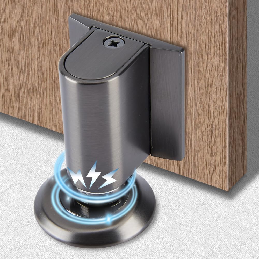 Magnetischer Türstopper Aus Metall, Bodentürstopper, Massiver Türstopper (grau)