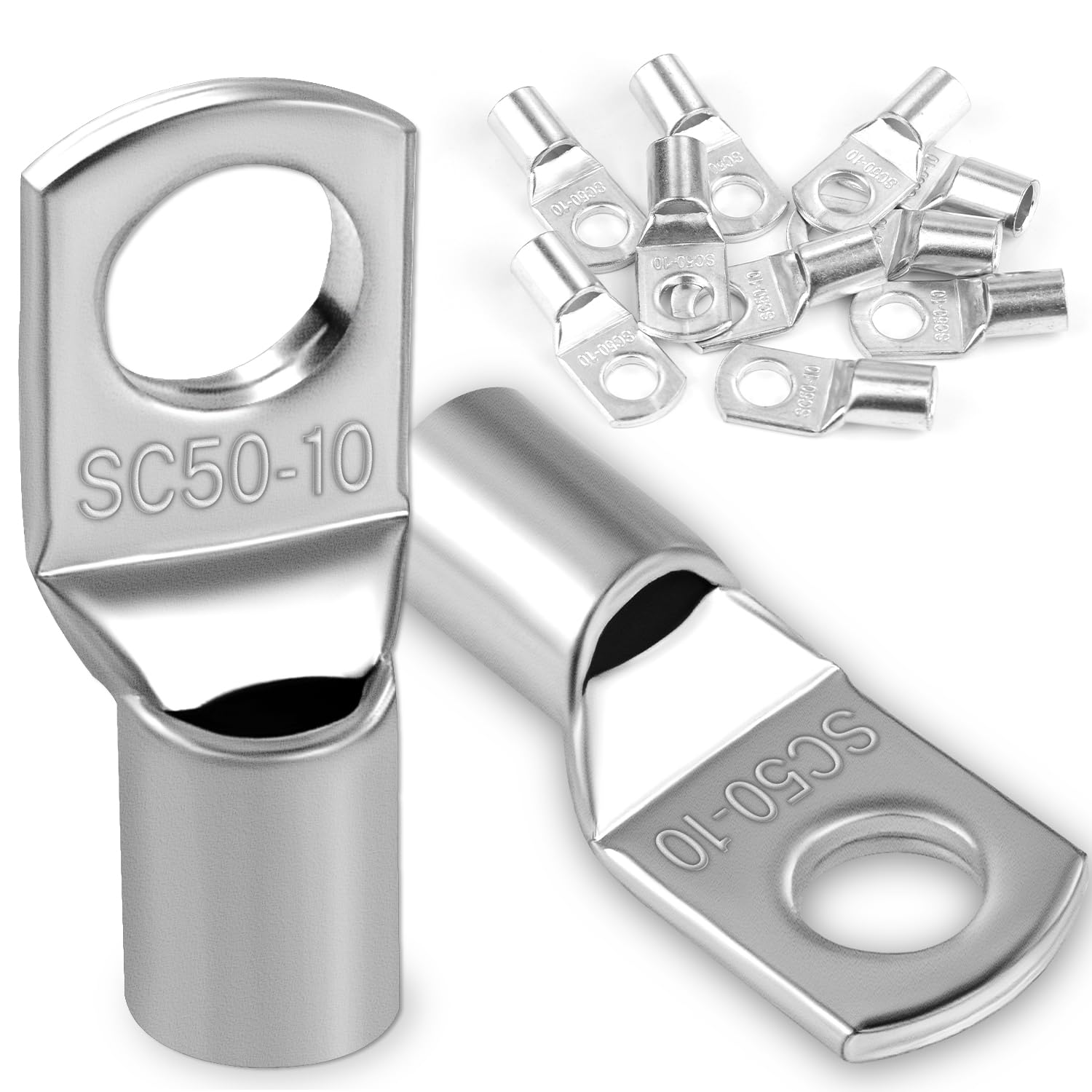 10 Rohrklemmen 50 Mm², M10 Ringklemmen, Ringcrimpklemmen, Crimpklemmen