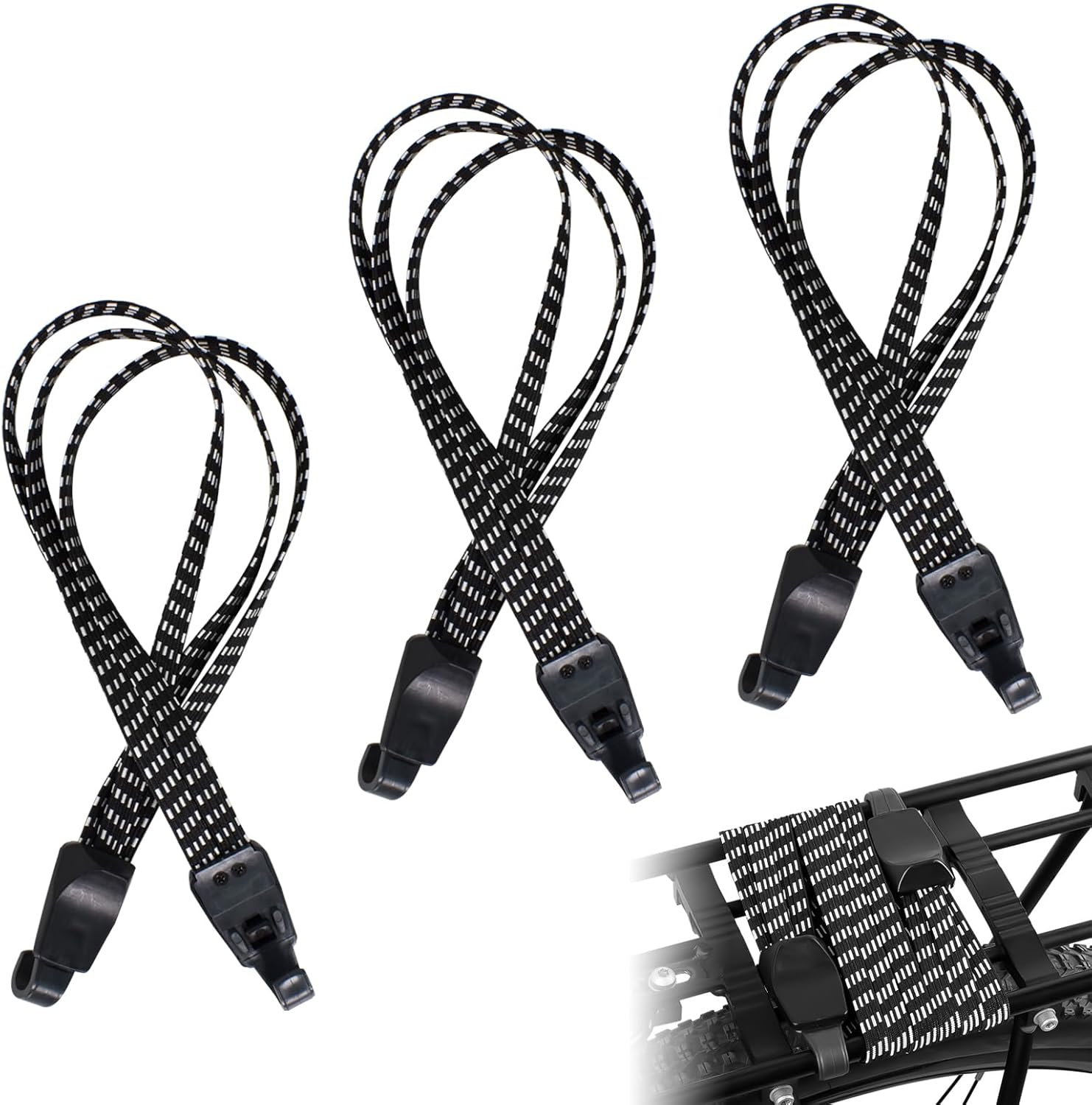 3er-pack Elastisches Seil Motorrad-gepäckträgerband, Verstellbares Helmbefestigungsseil Mit Hakenhalterung