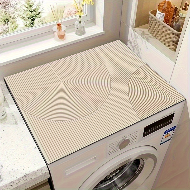 1-teilige Moderne, Geometrisch Gestreifte, Rutschfeste Waschmaschinen- Und Trockner-schutzmatte (creme)