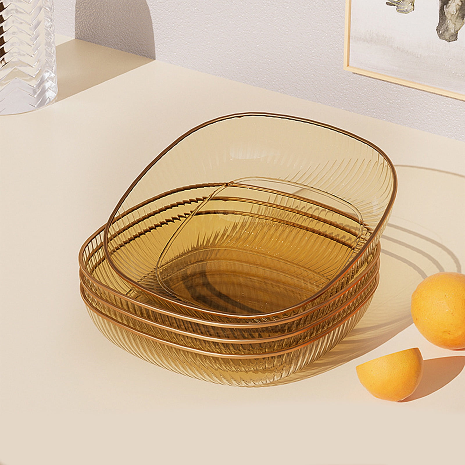 4-teiliges Quadratisches Snackteller-set, Transparente Mehrzweck-vorspeisen- Und Obstschale Für Küche Und Esszimmer (gold)