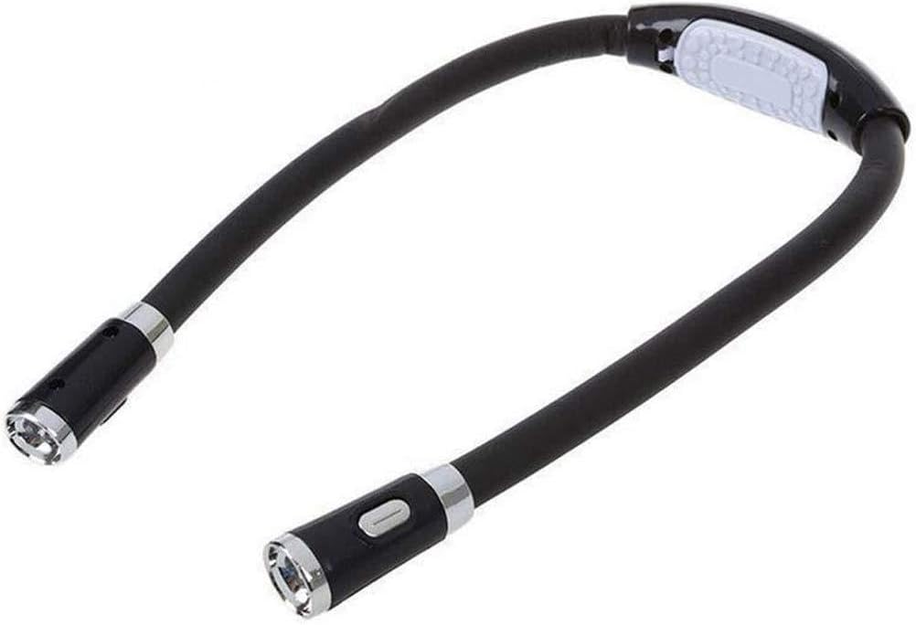 Diese Schwarze, Wiederaufladbare Led-leselampe Verfügt Über Ein Nackenband-design Und Ist Daher Bequem Zum Lesen Im Bett Geeignet, Sodass Sie Die Hände Frei Haben.
