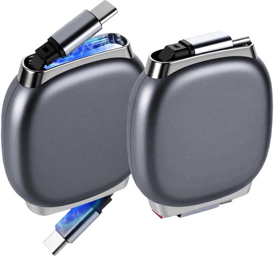 2er-pack 240-w-usb-c-zu-usb-c-schnellladekabel Mit Einzugsmechanismus, Schwarz