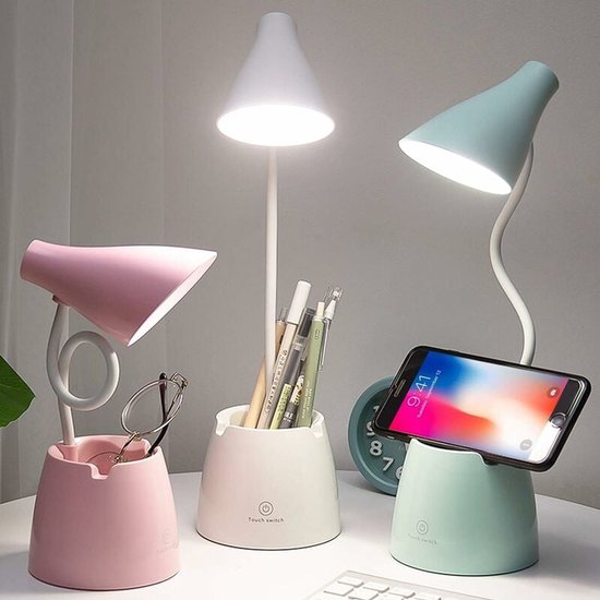 Led-schreibtischlampe Mit 3 Beleuchtungsmodi, Berührungssensor, 360° Drehbar Und Dimmbar, Geeignet Zum Lesen, Lernen Und Arbeiten (weiß).