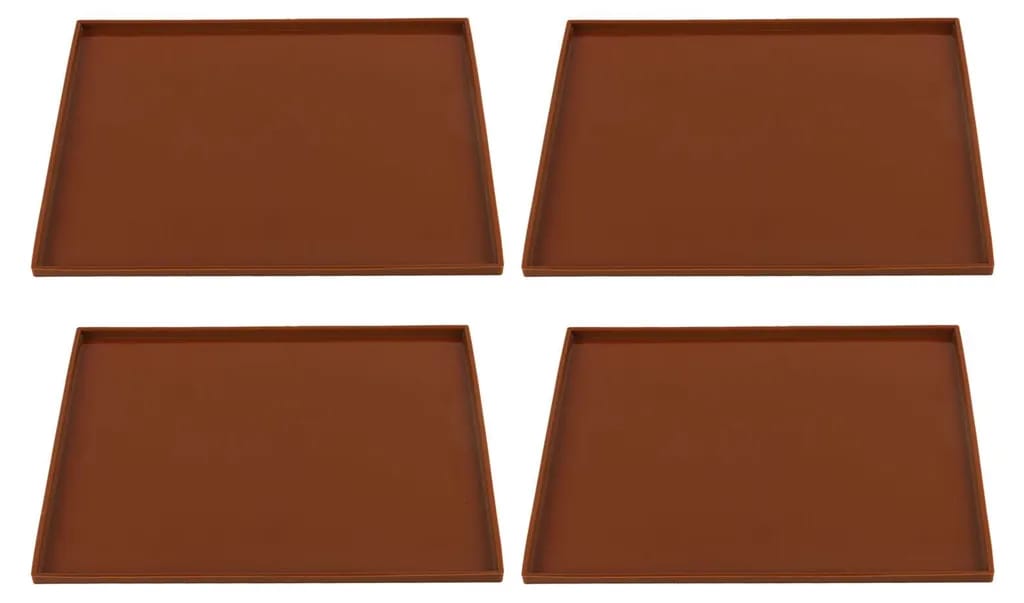 Vierteiliges Silikon-dörrmatten-set, Hitzebeständig, Verhindert Das Ankleben Von Früchten, Mit Dörrblech Mit Rand, Kaffeefarben.