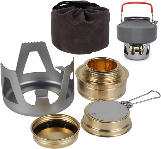Tragbarer Mini-spirituskocher Aus Edelstahl Für Den Außenbereich Mit Ständer, Ideal Für Rucksackreisen, Picknicks, Wanderungen Und Camping.