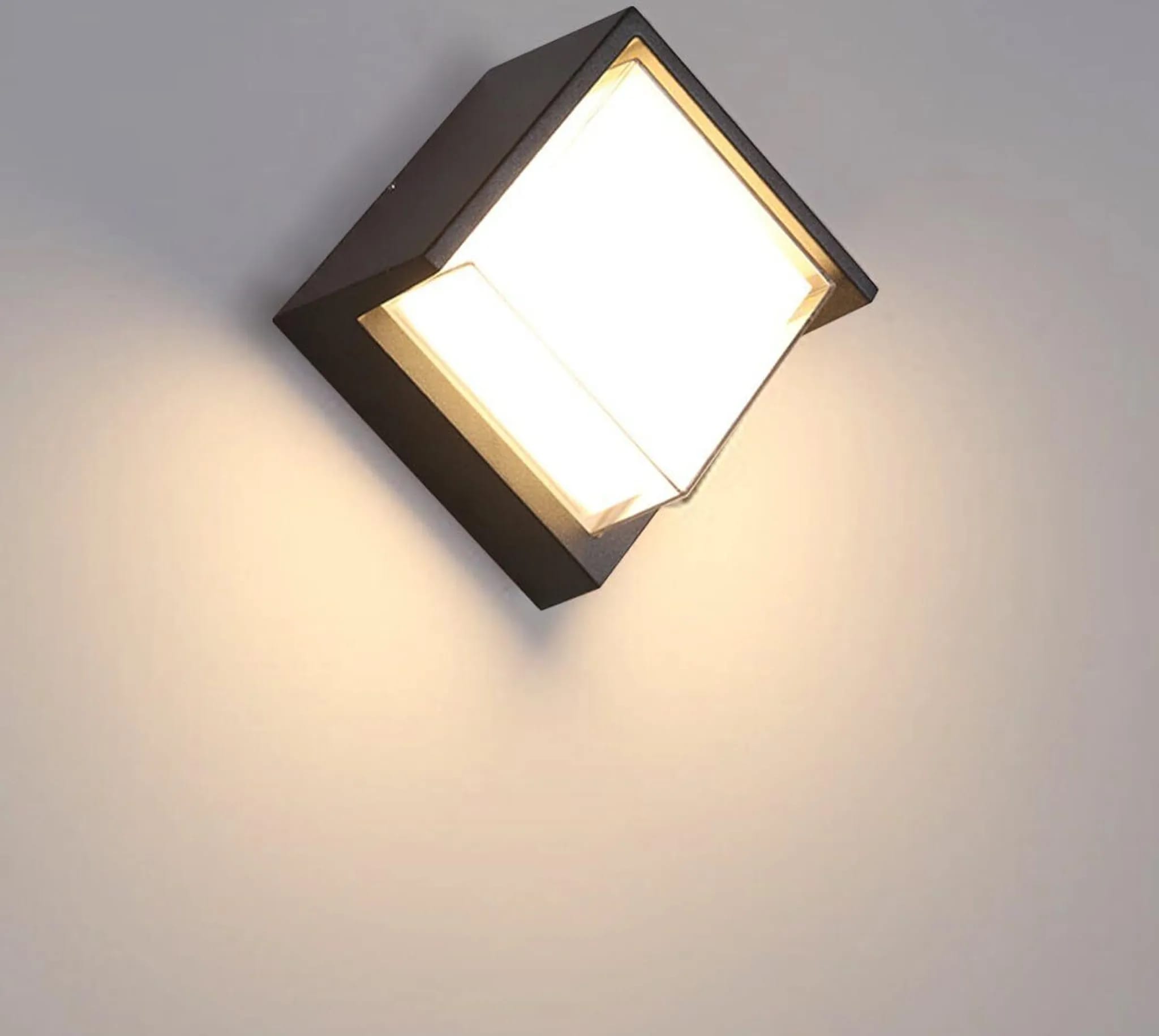 Moderne 12-w-led-außenwandleuchte, Wasserdichte Außenwandleuchte, Geeignet Für Balkone, Gärten Und Innenhöfe – Warmweißes Licht (quadratisch)