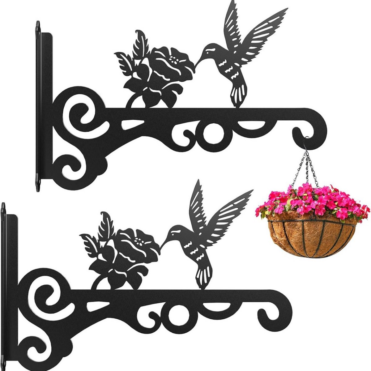 Hängekorbhalterungen, Retro-gartenhaken, Wandhaken, Dekorative Pflanzenhalterungen, Gartenhaken Aus Eisen, Pflanzenhänger Für Den Außenbereich, Schwarz, Eisen