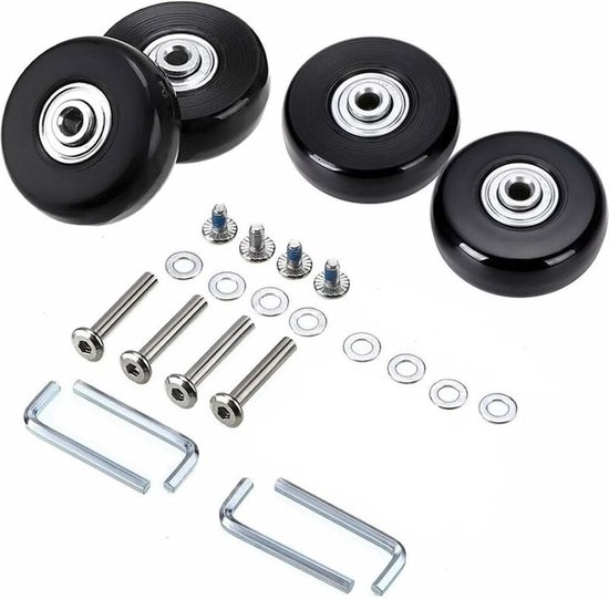 4-teiliges Gepäckrollen-reparaturset, Gummilenkräder, Schwarz, Reparaturset Mit Kugellagern, Ersatzrollen Für Outdoor-eislaufschuhe
