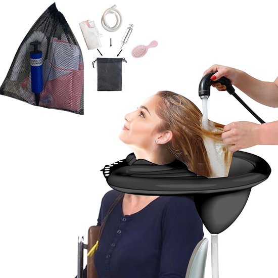 Aufblasbares Shampoo-becken, Tragbares, Leichtes Haar-spa Für Zu Hause, Geeignet Für Schwangere, Senioren, Patienten, Kinder Und Frauen Nach Der Geburt – Schwarz