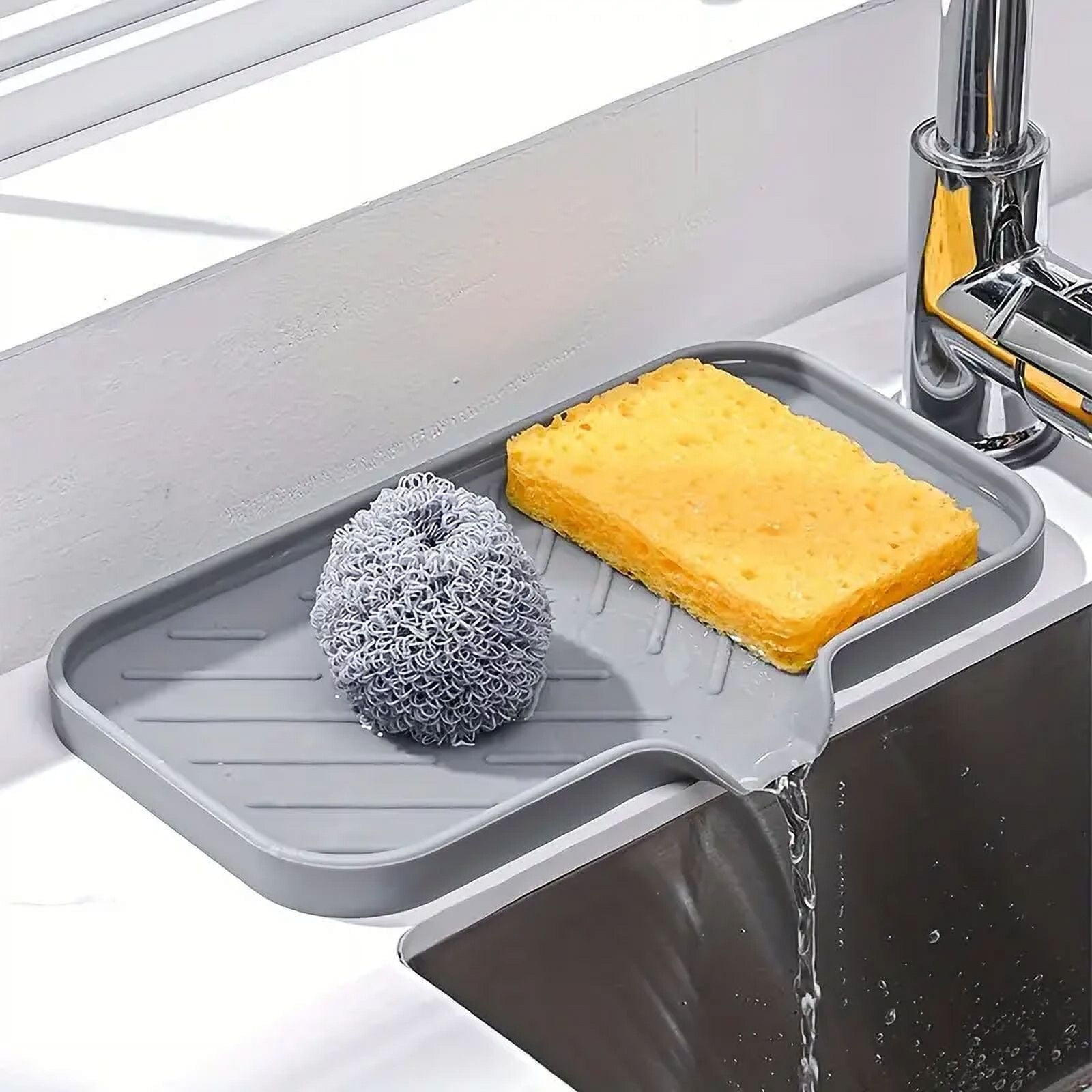 Silikon-seifenschale Mit Abtropfschale, Küchenspülen-schwammhalter, Seifenspender Aus Gummi, 2er-pack