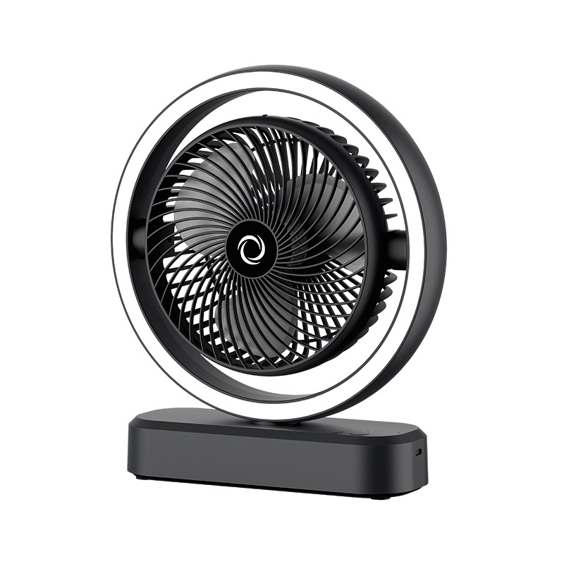 Elektrischer Tischventilator Mit Pulsationsfunktion, Luftzirkulationsventilator, Zusatzbeleuchtung, Geeignet Für Büro, Studentenwohnheim, Zuhause, Schwarz, 2025