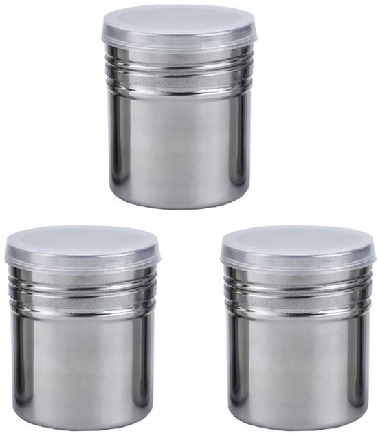 3-teiliges Edelstahl-mahlbecher-set Für Cappuccino-kaffee Und Kakaopulver Mit Feinem Sieb