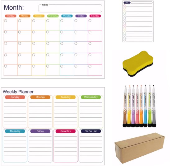 3er-pack Magnettafeln, Monatsplan, Wochenplan, Tagesplan, Magnettafel Zur Kühlschrankreinigung, Memotafel, Geeignet Für Den Lernplan, 40 X 30 Cm