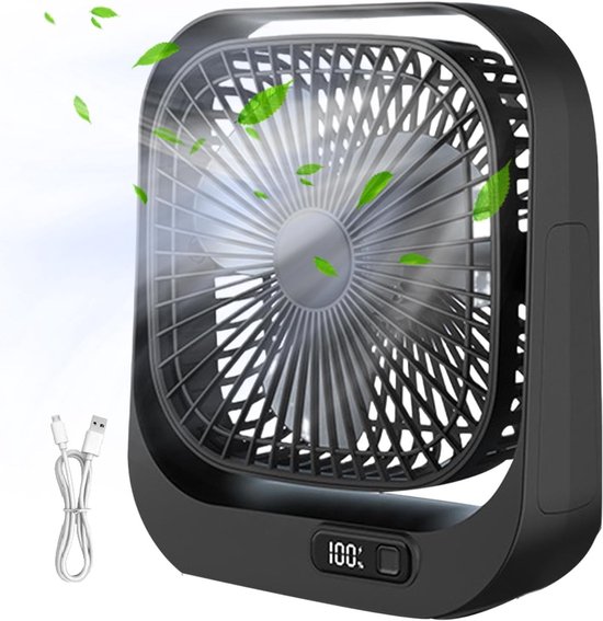 Leiser 3-stufiger Usb-mini-tischventilator Mit Led-anzeige Und 360°-verstellung