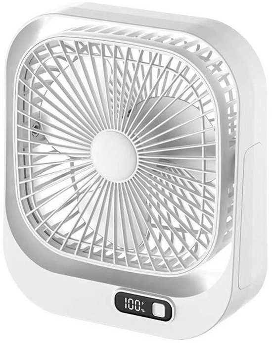 Leiser, 3-stufiger, Wiederaufladbarer Usb-tischventilator Mit Led-anzeige Und 360°-neigungsfunktion (weiß)