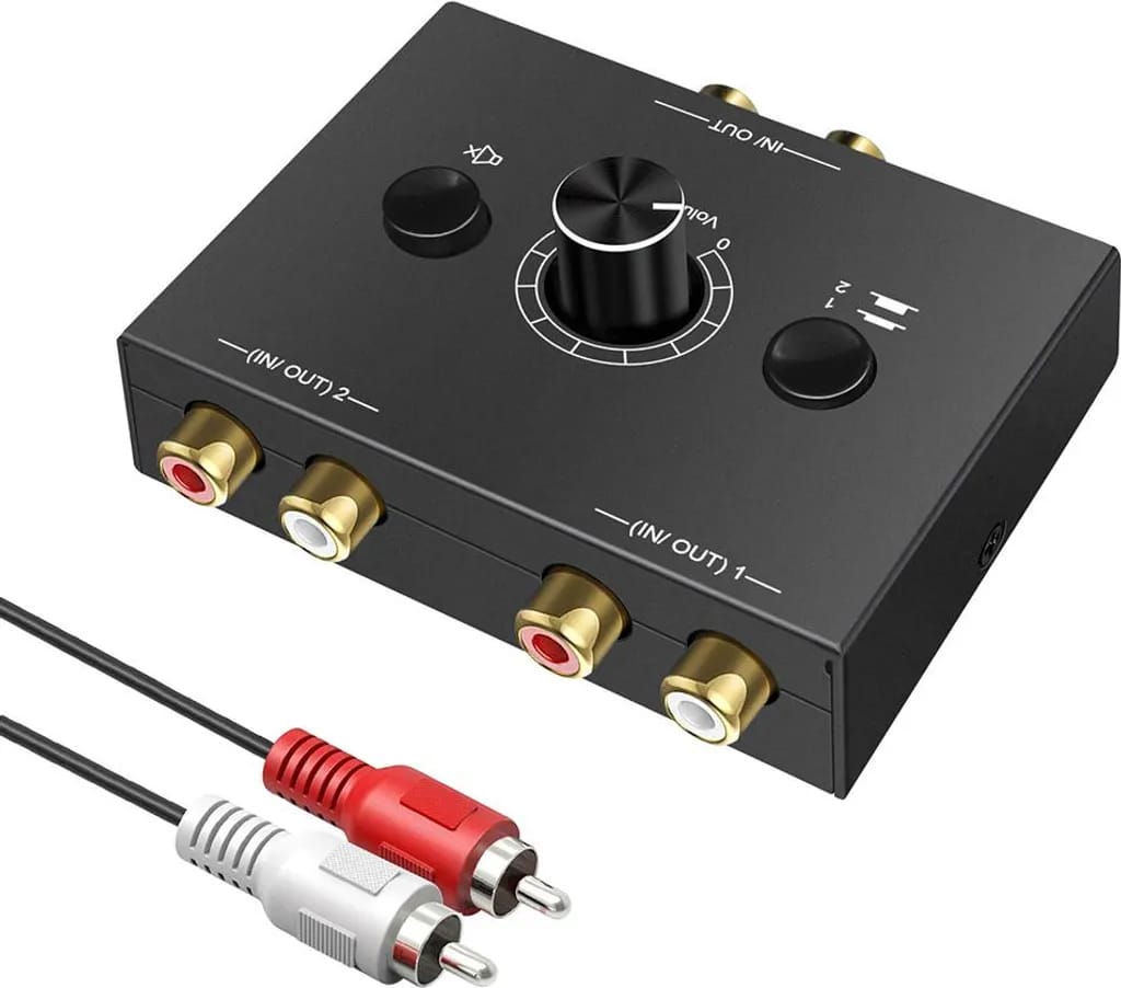 Audio-umschalter 2(1)-eingang-1(2)-ausgang, Analoger Stummschalter-stereo-umschalter Mit Lautstärkeregler Und Wahlschalter Für Kopfhörer, Lautsprecher Und Pc.