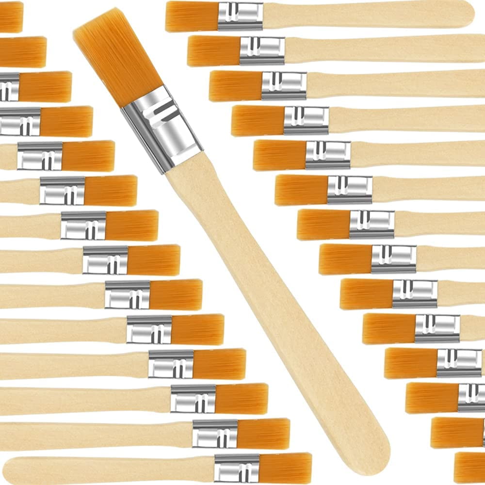 30-teiliges Set Kleiner, Flacher Pinsel Mit Holzgriff Für Wandmalerei Und Acrylfarben