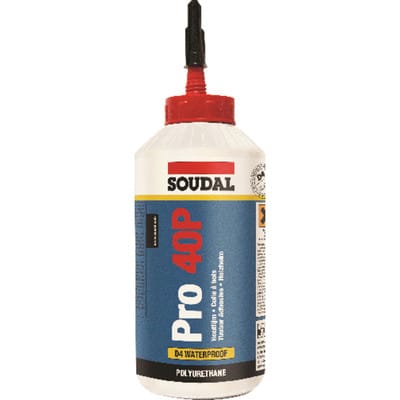 Soudal PU Holzleim Pro 40P D4, 15 Minuten verarbeitbarer Leim, 750g