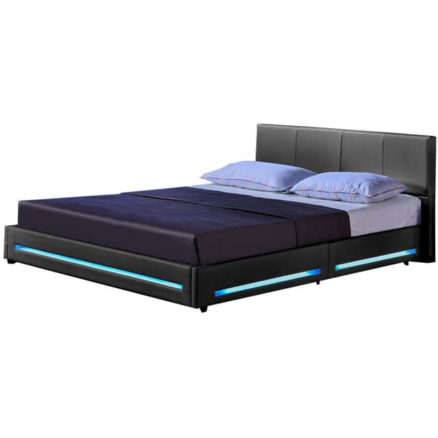 Led Bett asteroid Farbe: Dunkelgrau, Größe: 160 x 200 cm led Polsterbett Bett Bettgestellt - Home Deluxe