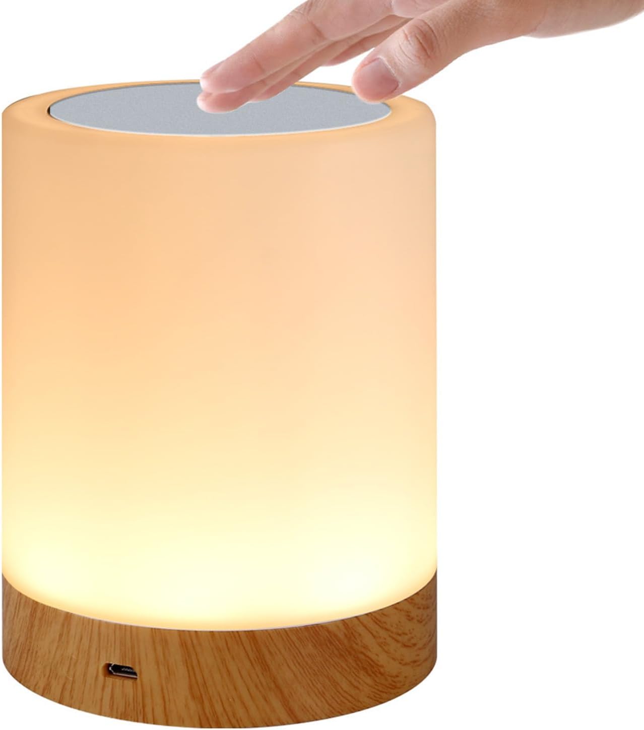 Nachtlicht – Buntes Nachttischlicht In Holzoptik – Dimmbares Touch-licht, Geschikt Fürs Babyzimmer