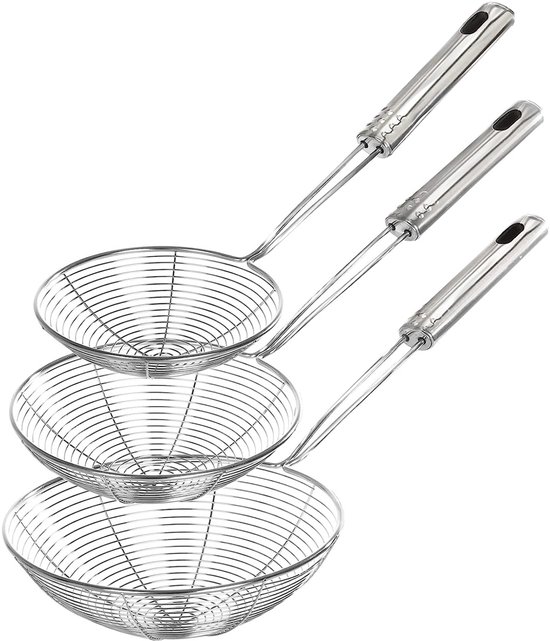 3-teiliges Edelstahl-sieblöffel-set Mit Langem Griff Und Schlitzen Zum Kochen Und Braten