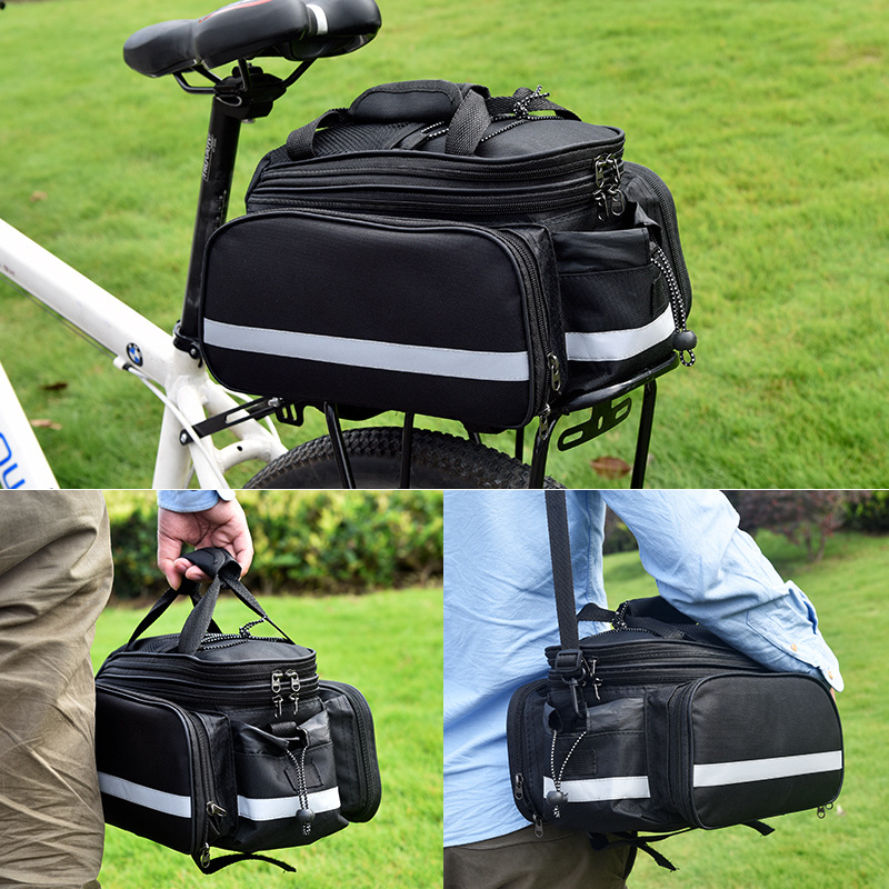 Fahrradtasche Für Den Gepäckträger, Große Fahrradtasche Für Den Sattel, Fahrradtasche Mit Regenhülle Und Reflektorstreifen Für Mountainbikes Und E-bikes, Schwarz