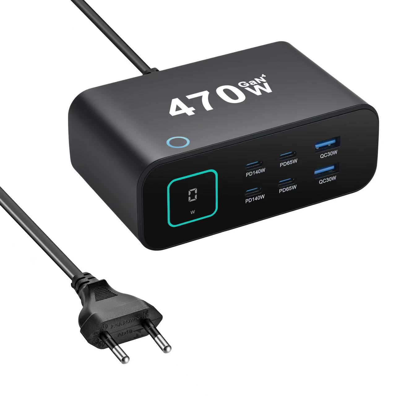 Neues 470-w-gan-desktop-ladegerät Mit 3.0 Usb-c Pd, 6 Anschlüssen, 4c2a-schnellladefunktion Und Ultraportablem Design Für Smartphones Und Tablets