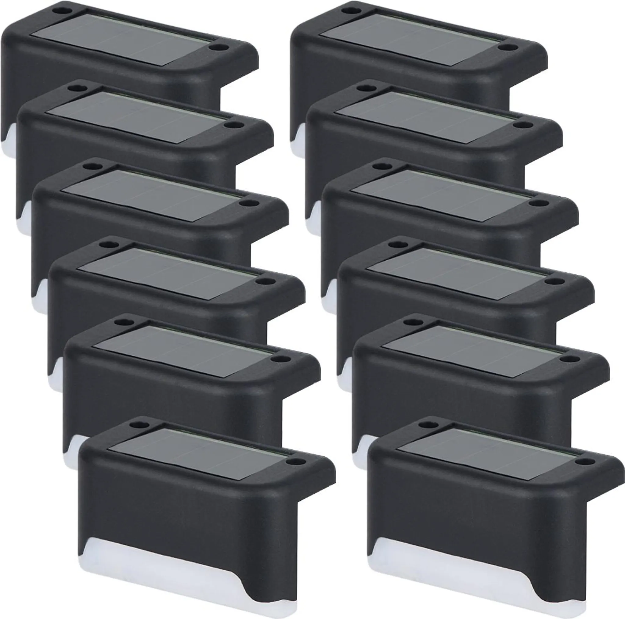 12er-pack Wasserdichte, Warmweiße Solarleuchten Für Den Außenbereich, Geeignet Für Garten, Terrasse, Wege, Zäune, Treppen Und Balkone, Schwarz