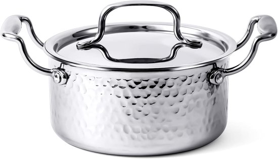 Suppentopf Aus Edelstahl (1,8 Liter) Mit Deckel – Edelstahl-kochtopf – Mini-auflaufform – Formgepresstes Design – Doppelter Deckel – Induktionsgeeignet