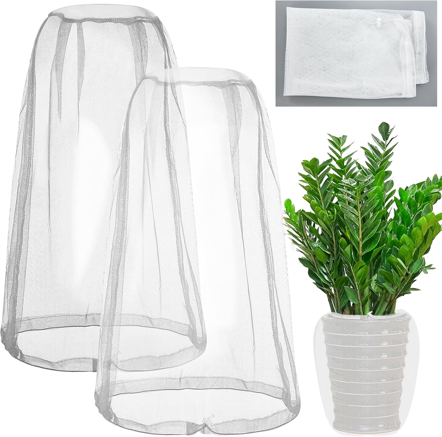Set Mit 2 Obstschutzbeuteln, 46 X 46 Cm, Feinmaschiges Insektennetz, Pflanzenschutz Gegen Insekten Im Garten, Frostschutzvlies Für Pflanzen.
