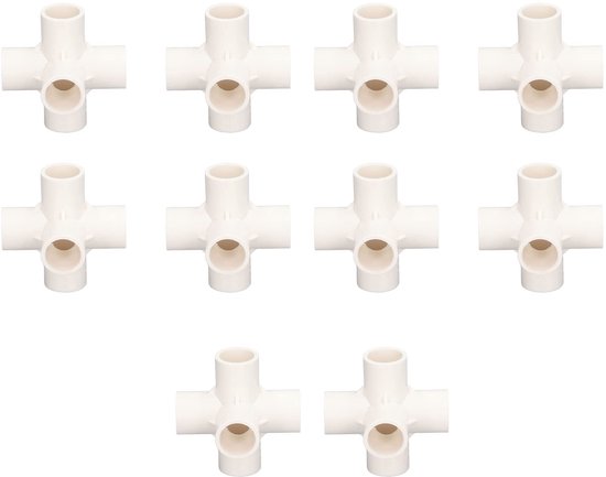 10 Pvc-rohrverbindungsstücke, 5-wege-t-stücke Mit Seitlichem Abfluss, Schwarze Und Weiße Pvc-winkelstücke, Geeignet Zum Verbinden Von Kieselsteinen Und Zelten (weiß).
