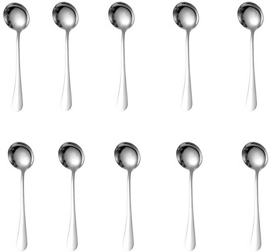 10-teiliges Rundes Löffelset Aus Edelstahl, Westliches Besteck/essbesteck/dessertbesteck, 17 X 4,5 Cm, Für Zuhause/küche/restaurant – Silber