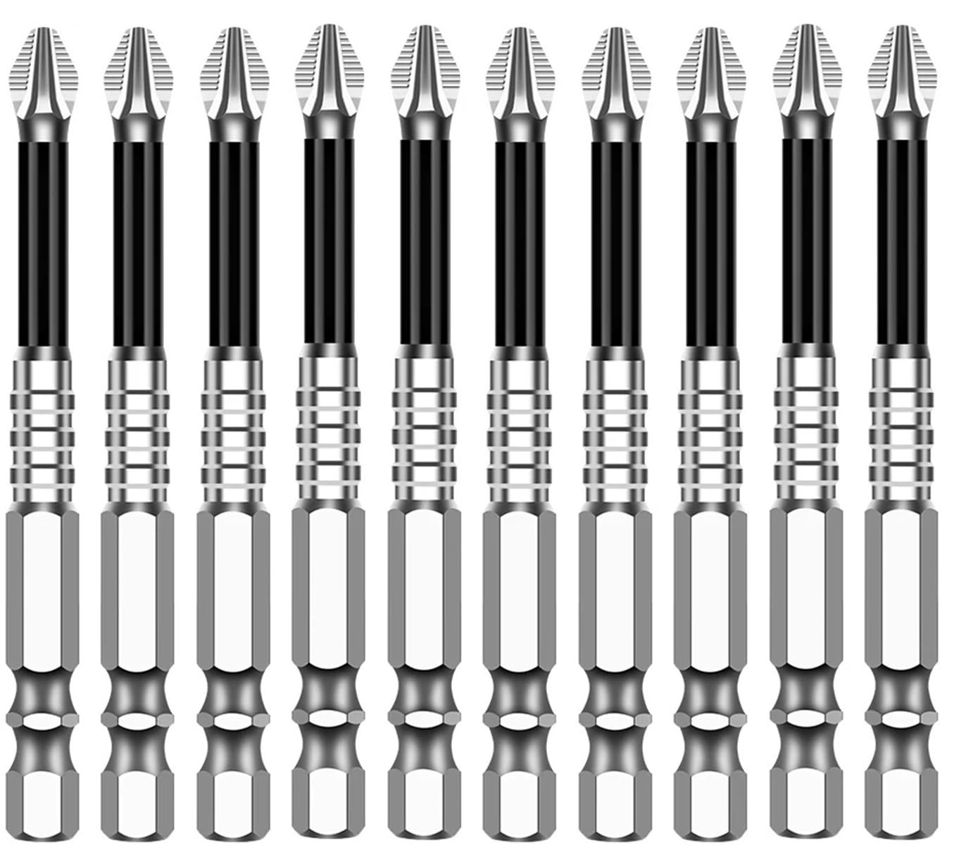 10er-pack K5 Anti-rutsch-hochhärte S2 Starker Magnet 5a Schwarzer Phillips-kopf-elektrobohrschrauber (70l)