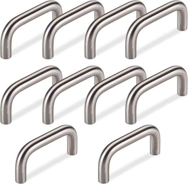 10 Massive, Gebogene Edelstahlgriffe, Ø 10 Mm / Mittenabstand 64 Mm / Türgriff-steigbügelgriff