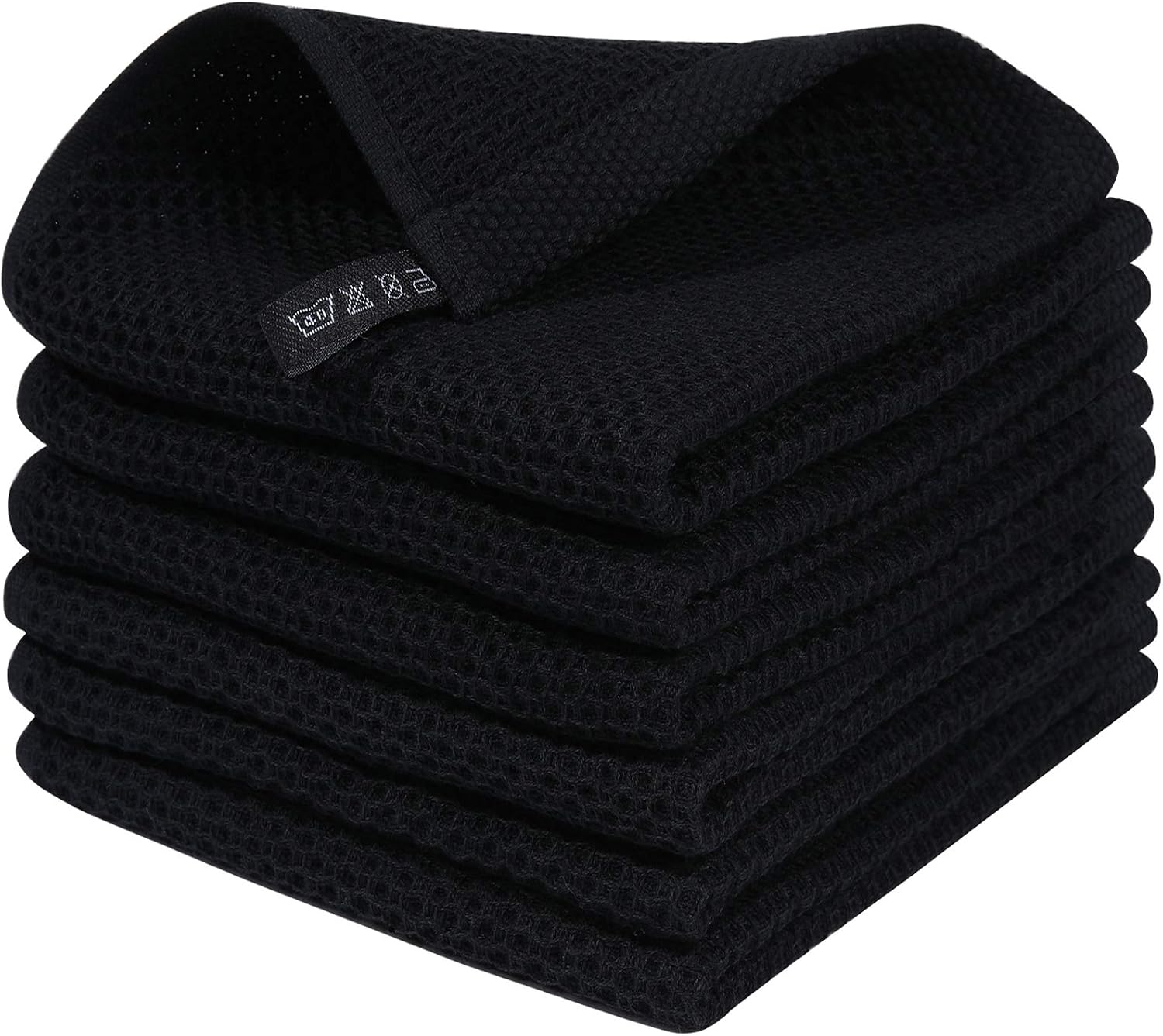 6er-pack Küchentücher Aus Baumwolle, Superweich, Saugfähig Und Schnelltrocknend, 30 X 30 Cm – Schwarz
